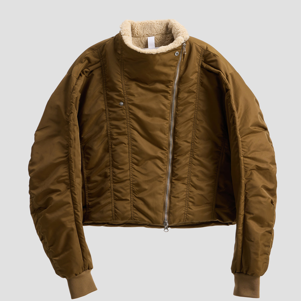 SIDER Down Jacket – Cropped Asymmetrical Bomber with Fur Lining 
